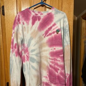 PacSun Tie-Dye Crewneck Sweatshirt in Pink, Blue, Cream